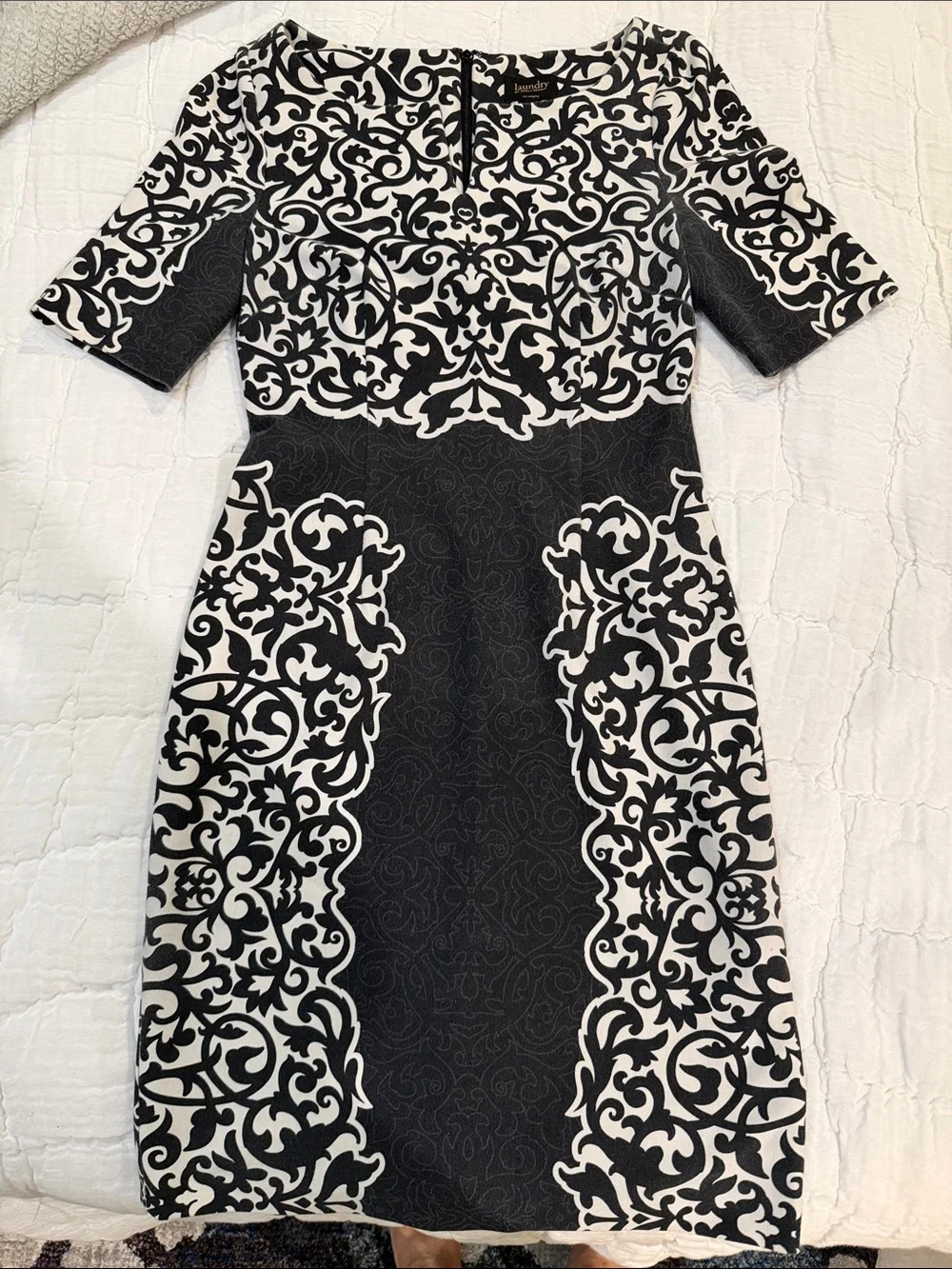 black fit flare dress Karen Kane 3/4 Sleeve Fit & Flare Dress in Black Medium